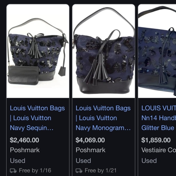 Louis Vuitton Navy Sequin Graffiti Bucket Bag - Picture 16 of 16